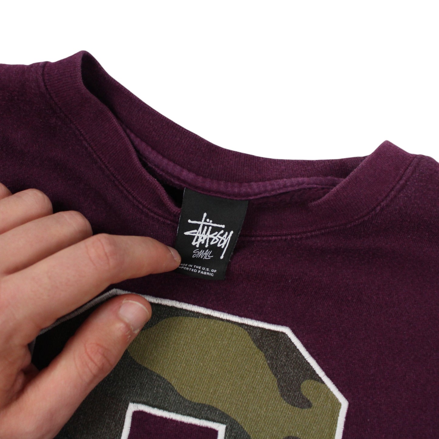 00s Stussy Burgundy Embroidered Sweatshirt (S)