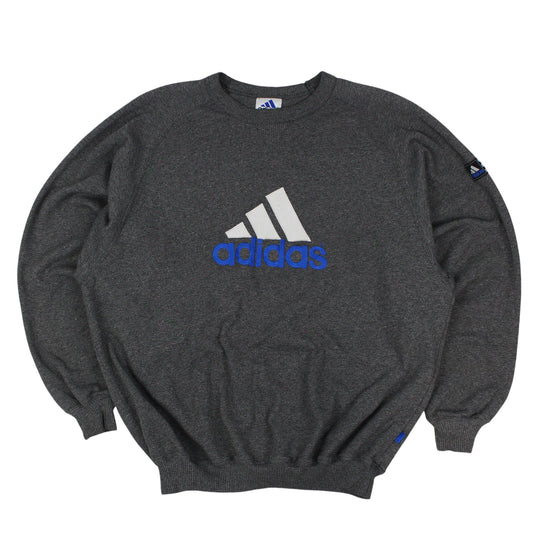 90s Adidas Grey Embroidered Sweatshirt (L)