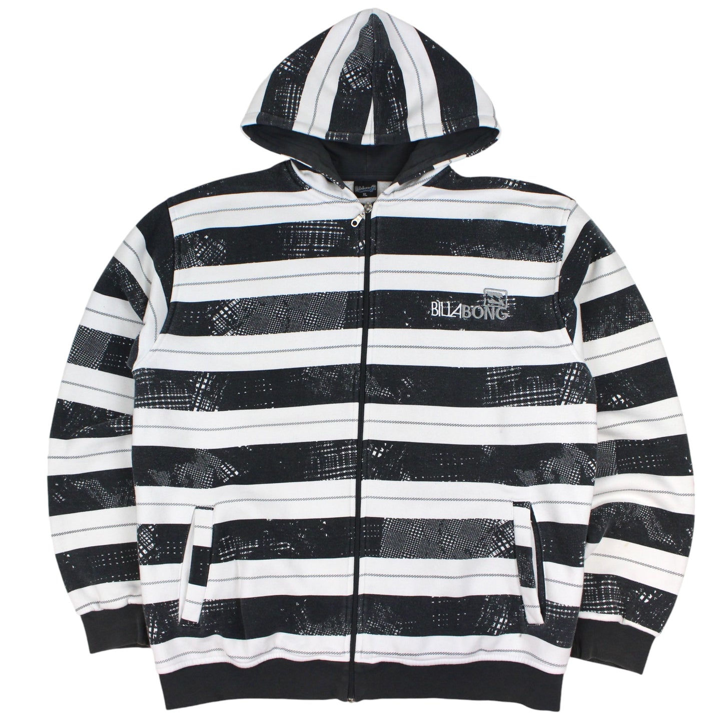 00s Billabong Black/White Full Zip Hoodie (XL)