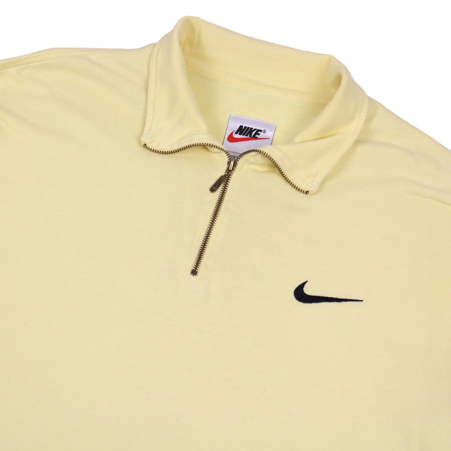 90s Nike Yellow Embroidered 1/4 Zip Thin Sweatshirt (L)