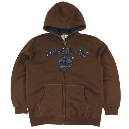 Timberland Brown Embroidered Full Zip Hoodie (XS)