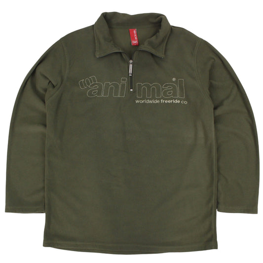 00s Animal Green Embroidered 1/4 Zip Fleece (L)