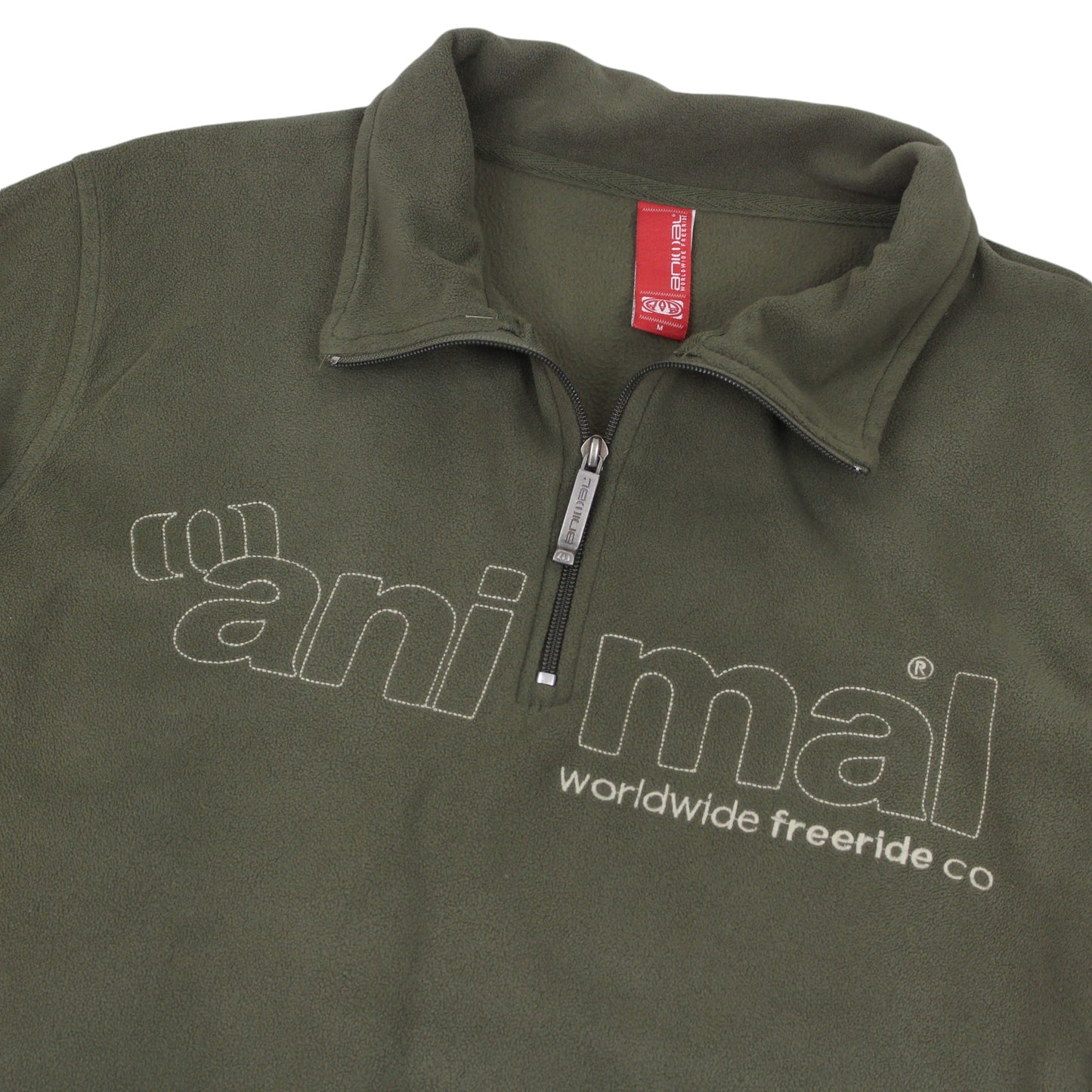 00s Animal Green Embroidered 1/4 Zip Fleece (L)