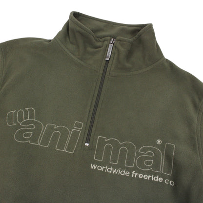 00s Animal Green Embroidered 1/4 Zip Fleece (L)