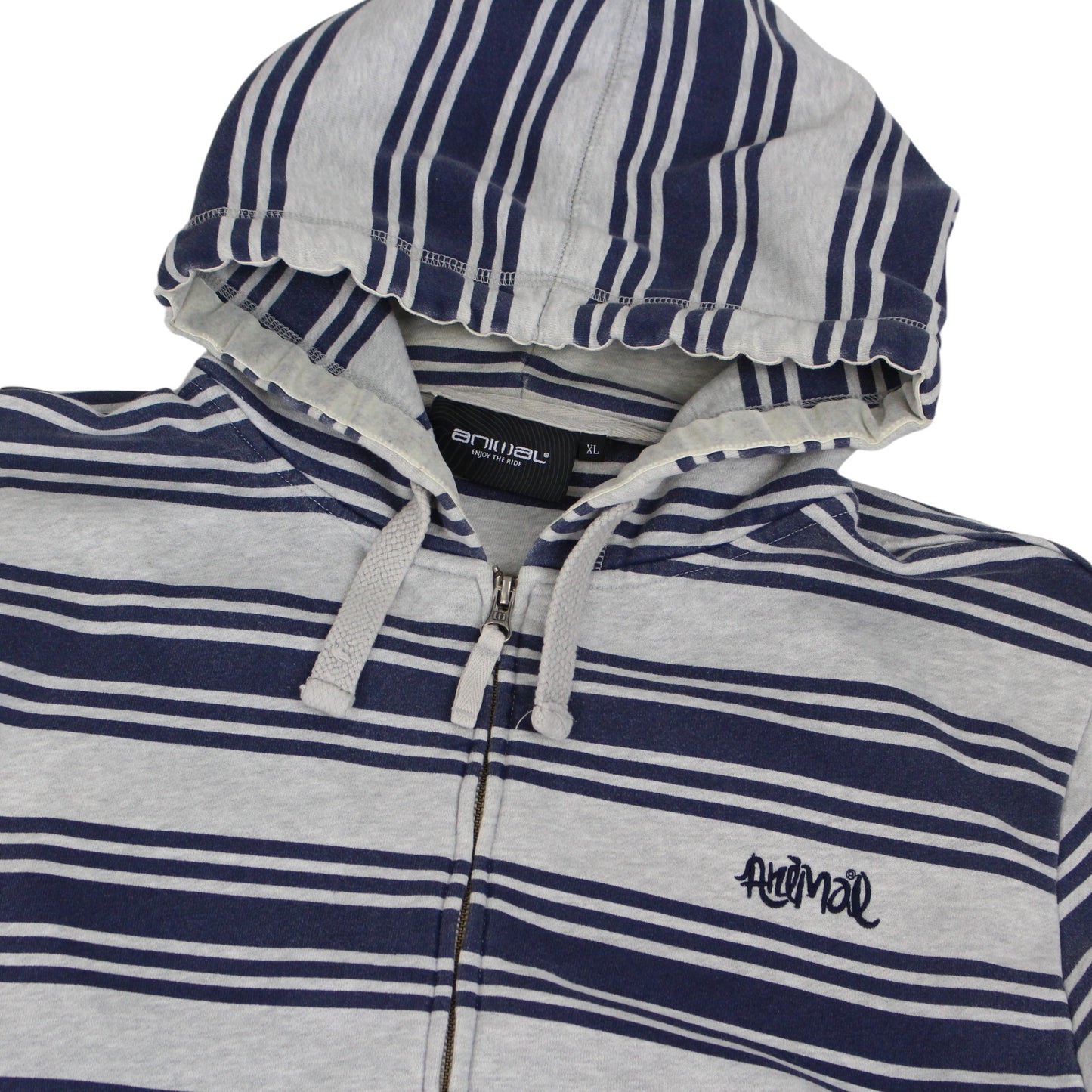 00s Animal Grey/Navy Embroidered Full Zip Hoodie (XL)