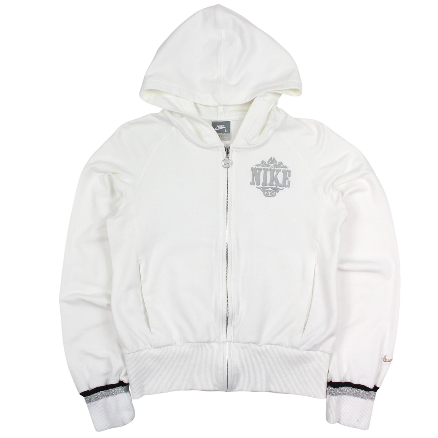 00s Nike White Full Zip Hoodie (Womens M)