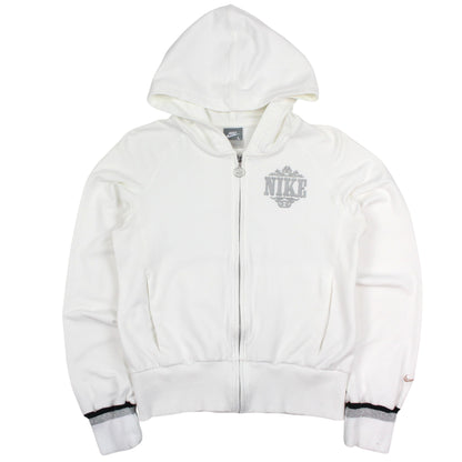 00s Nike White Full Zip Hoodie (Womens M)