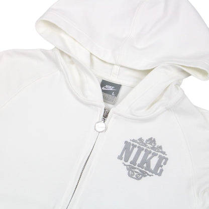 00s Nike White Full Zip Hoodie (Womens M)