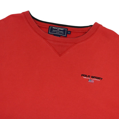 90s Polo Sport Red Embroidered Sweatshirt (XXL)