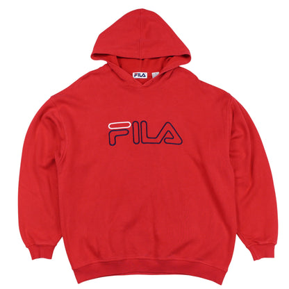 00s Fila Red Embroidered Hoodie (L)