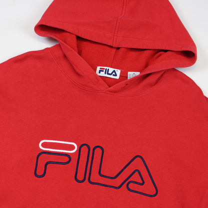 00s Fila Red Embroidered Hoodie (L)