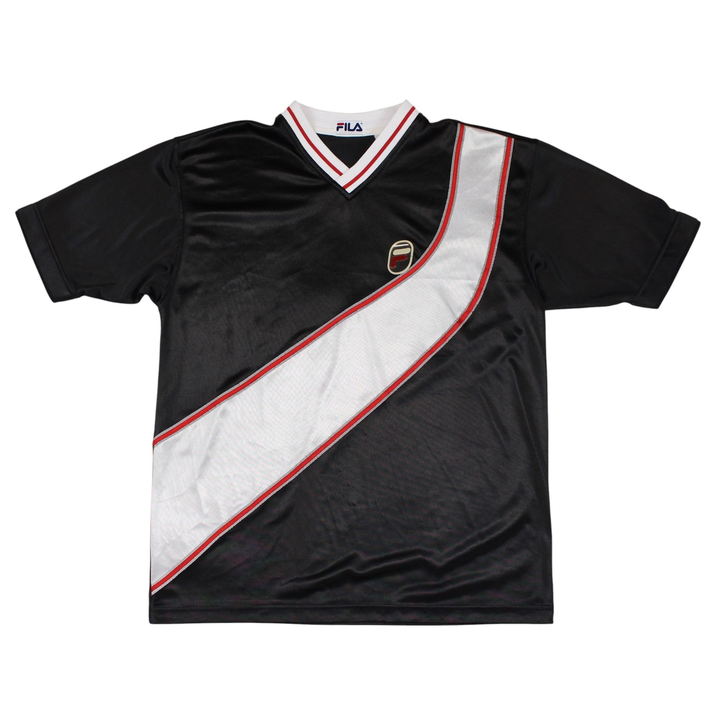 90s Fila Black Polyester T-Shirt (L)