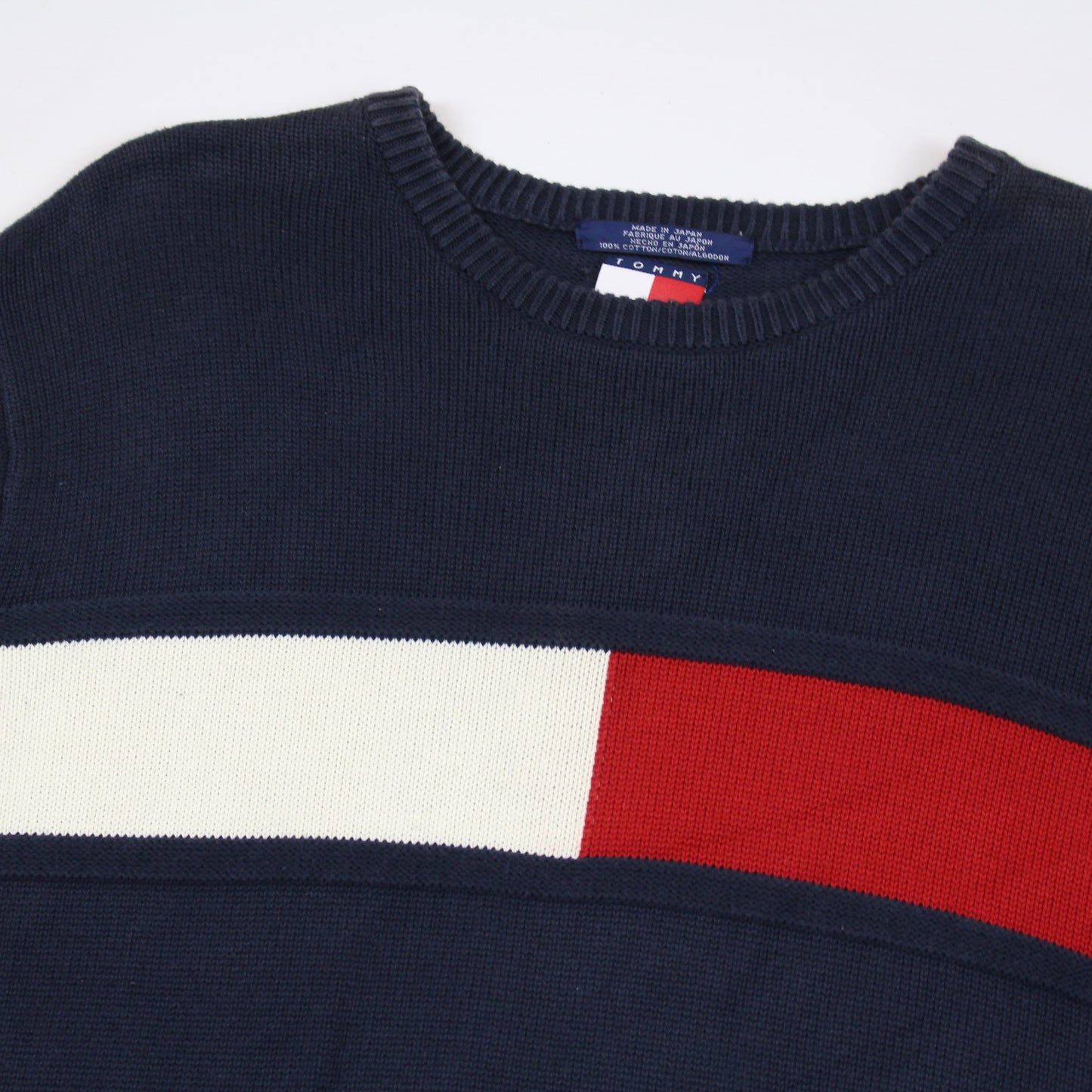 90s Tommy Hilfiger Navy Heavy Knitted Jumper (M)