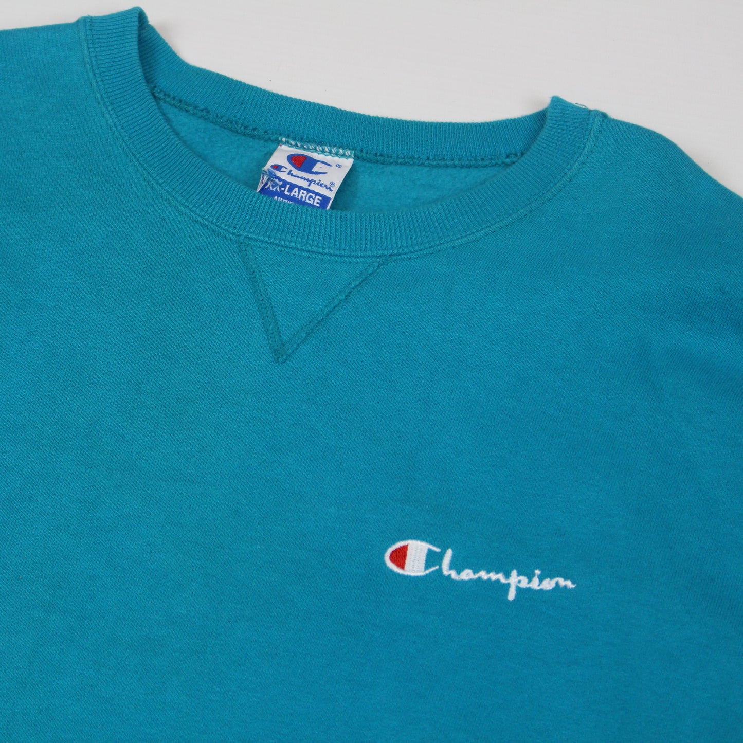 90s Champion Teal Embroidered Sweatshirt (XL)