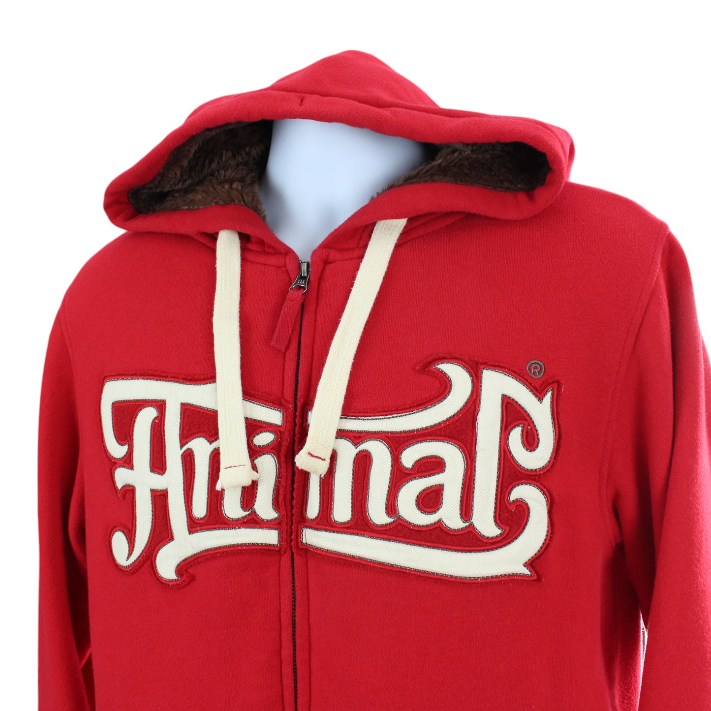 00s Animal Red Heavy Faux Fur Lined Hoodie (M)