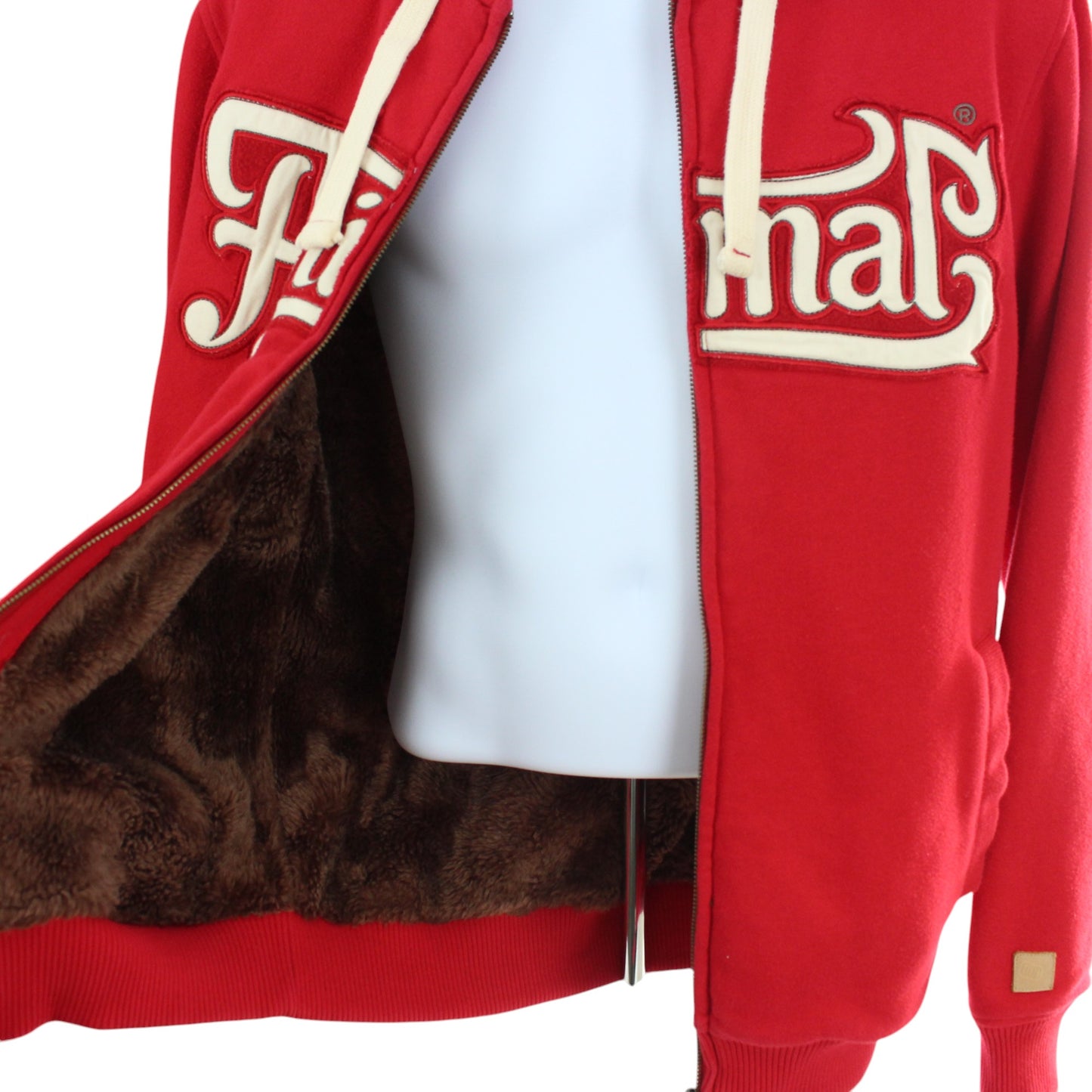 00s Animal Red Heavy Faux Fur Lined Hoodie (M)