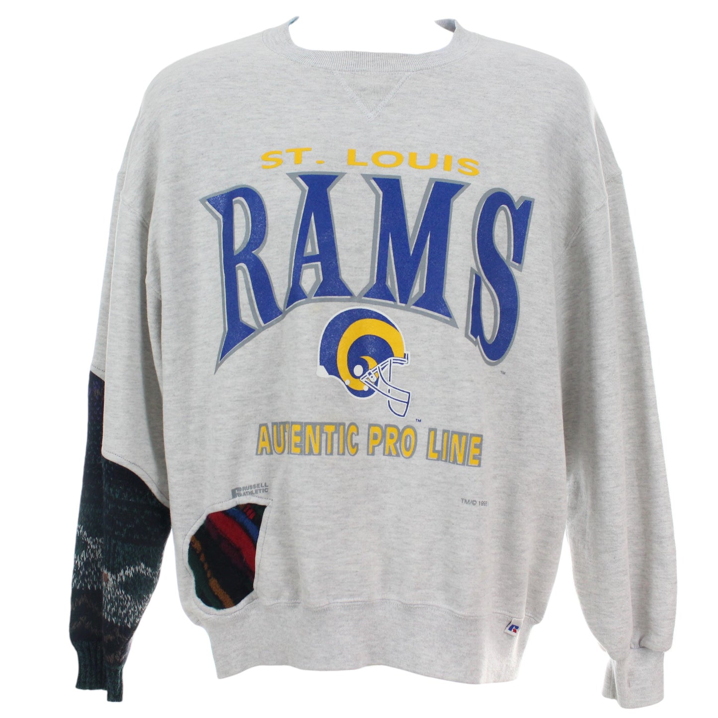 1995 Russel Athletics St. Louis Rams Reworked Grey Sweatshirt (S)