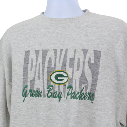 90s Green Bay Packers Grey Embroidered Sweatshirt (XL)