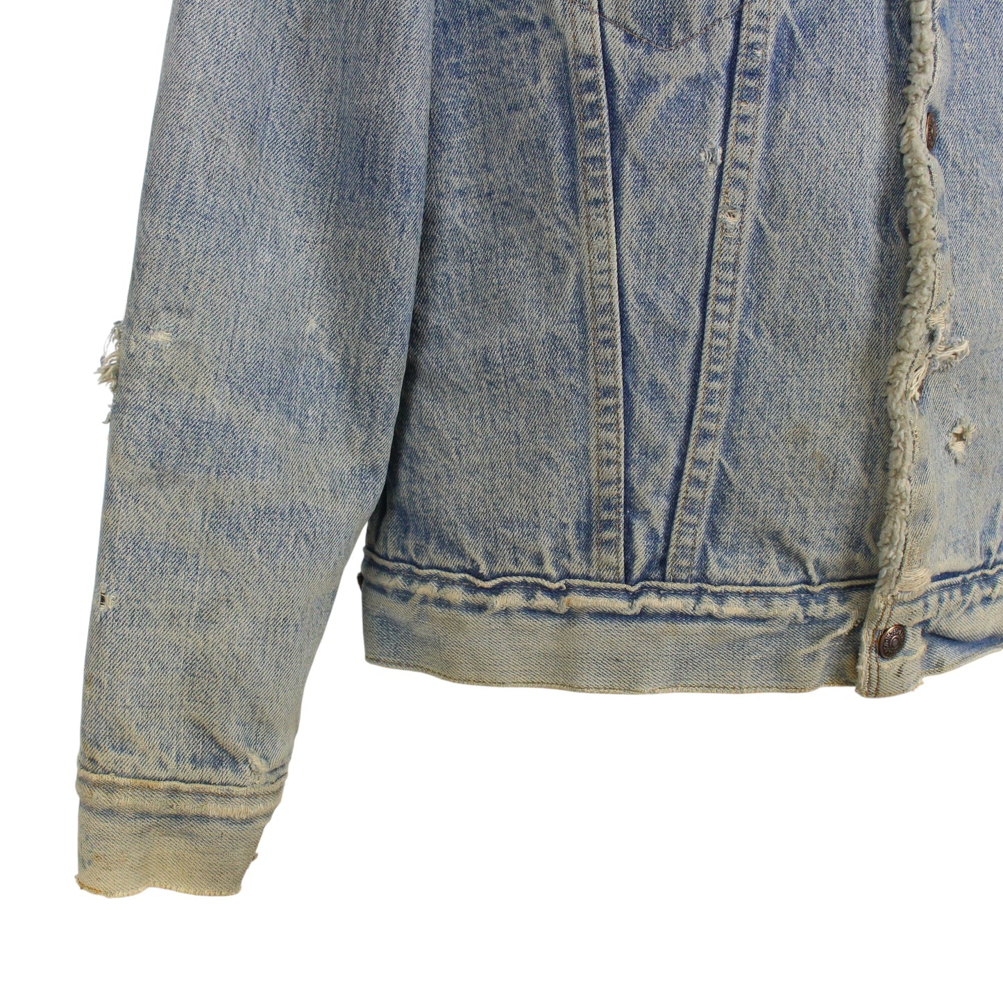 90s Levi's Blue Distressed Denim Jacket (XS)