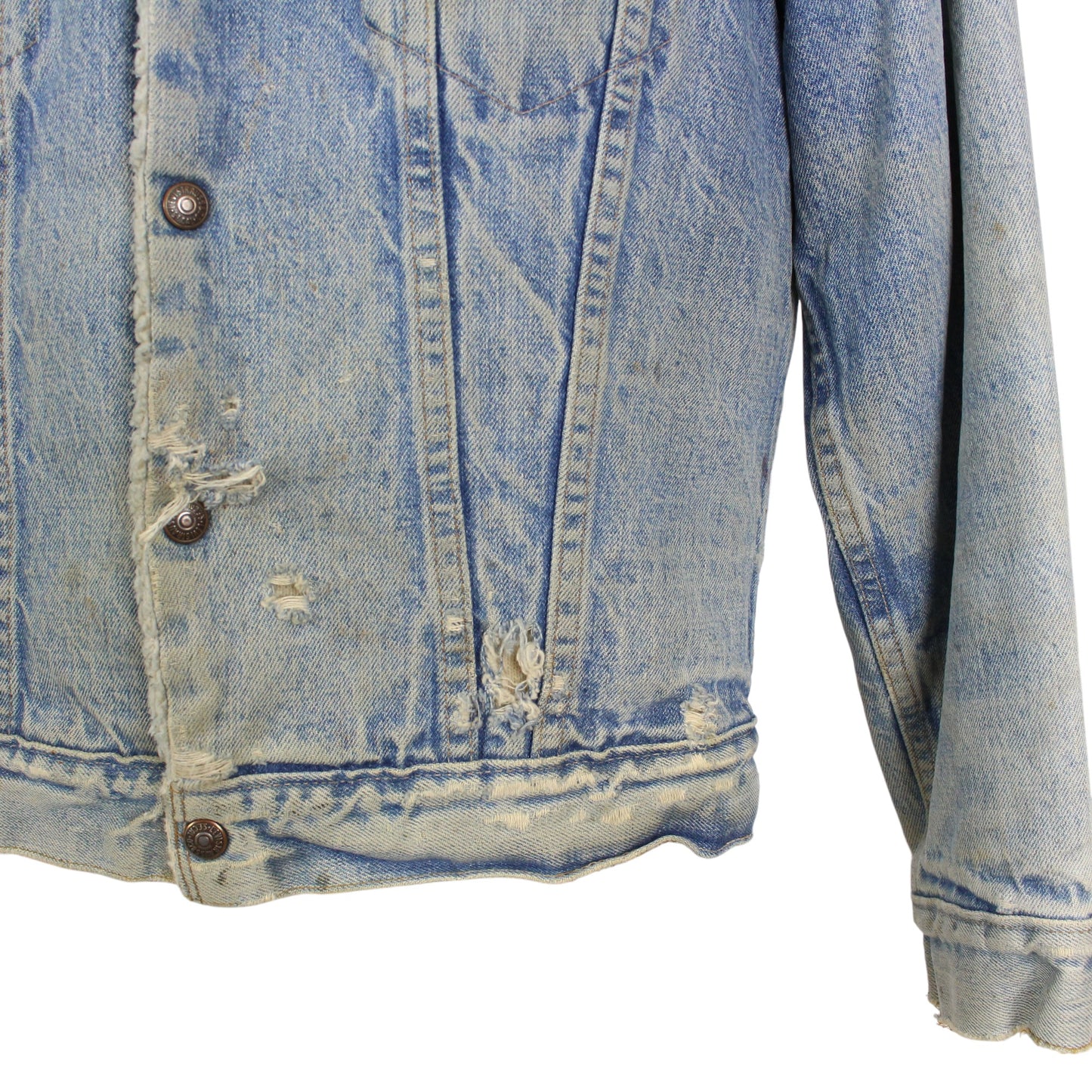 90s Levi's Blue Distressed Denim Jacket (XS)