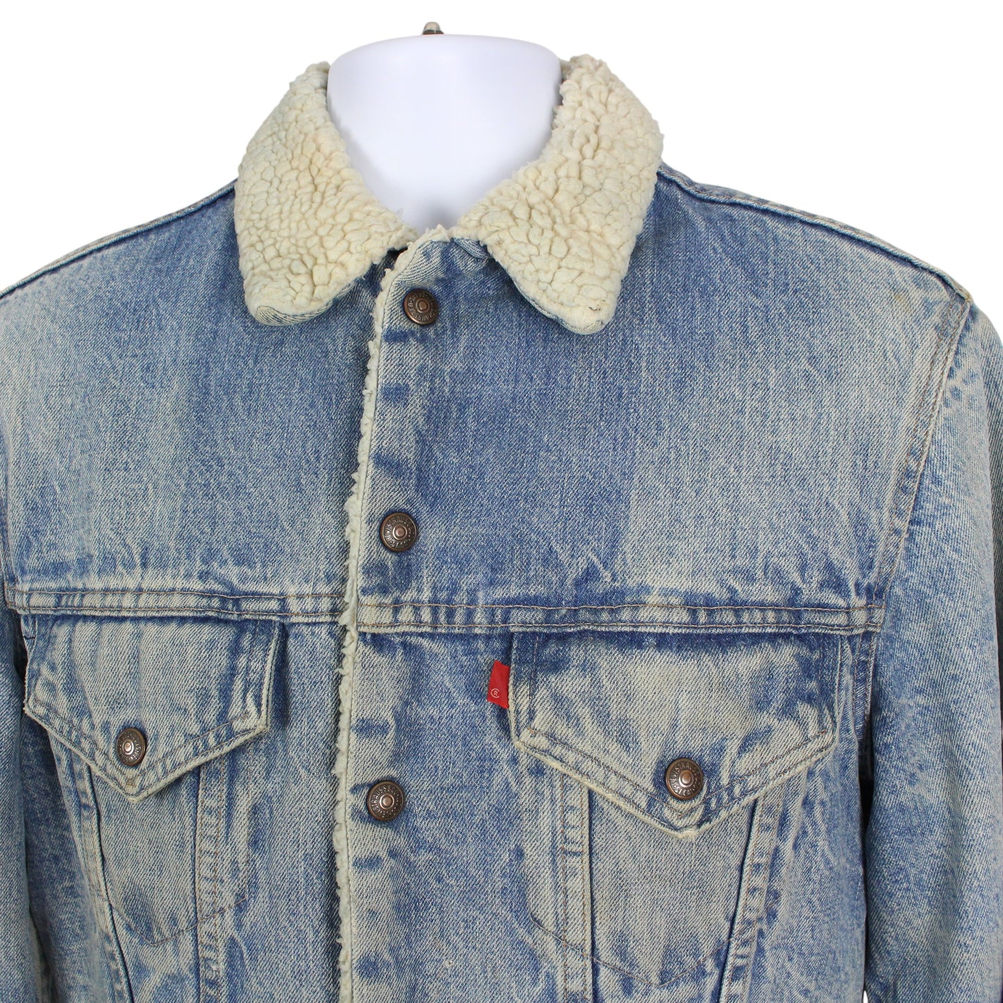 90s Levi's Blue Distressed Denim Jacket (XS)