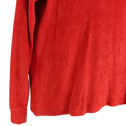 70s Towncraft Penneys Red Velour Polo Top (M)