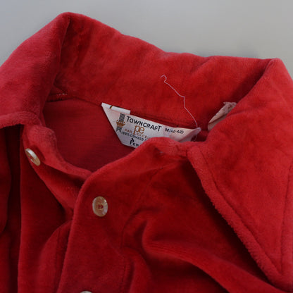 70s Towncraft Penneys Red Velour Polo Top (M)