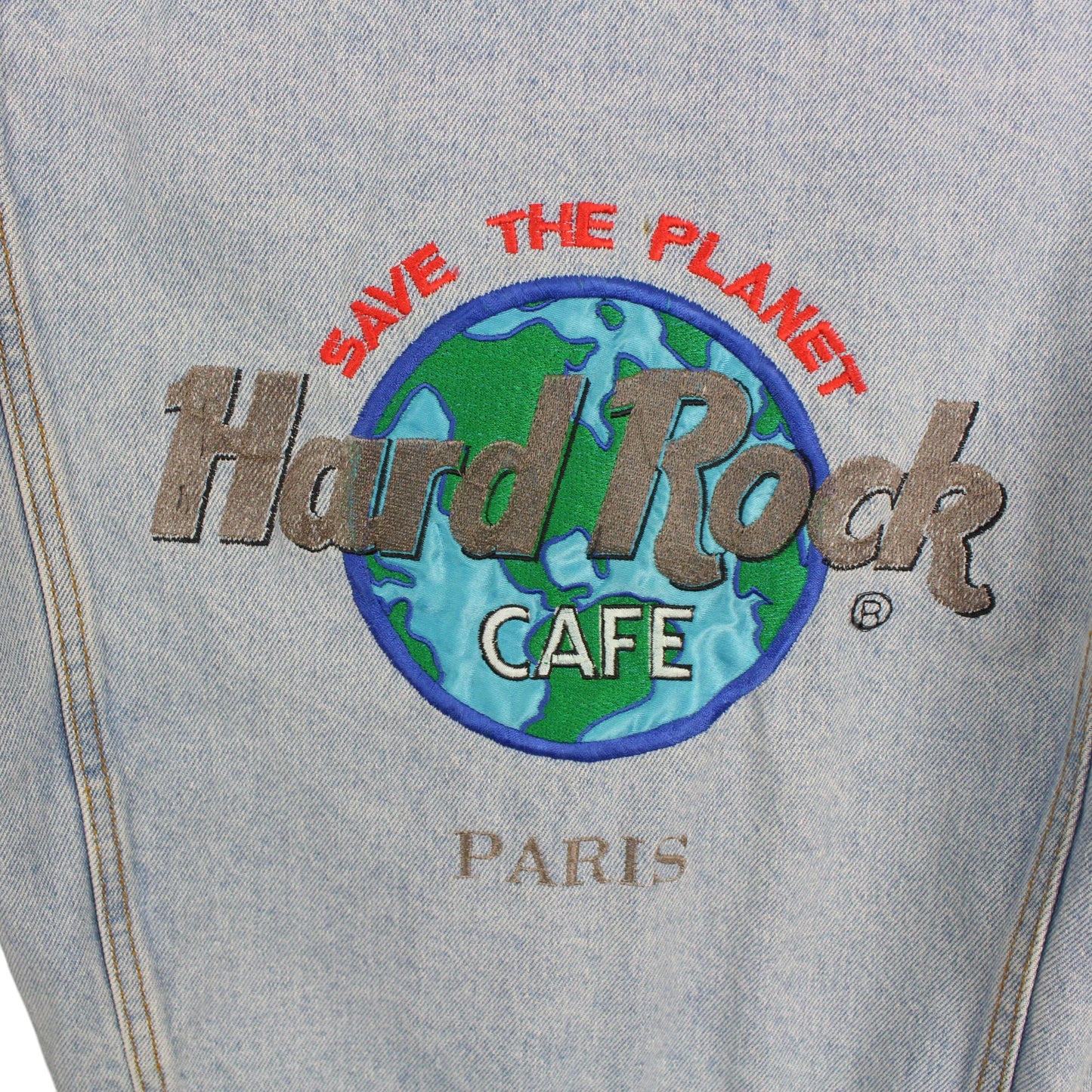 00s Hard Rock Cafe Save The Planet Paris Denim Jacket (XS)