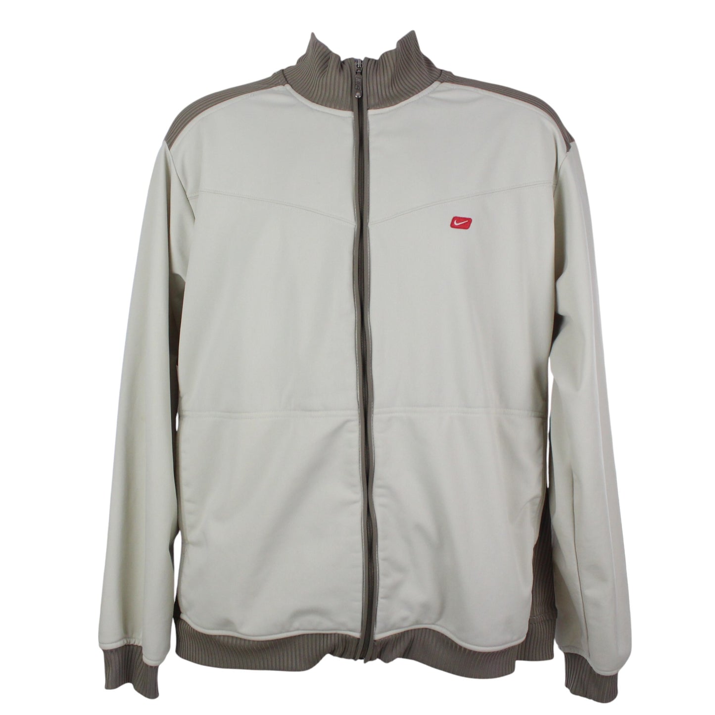 00s Nike Beige/Green Track Jacket (L)