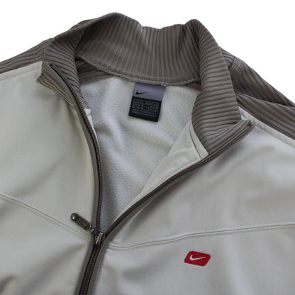 00s Nike Beige/Green Track Jacket (L)