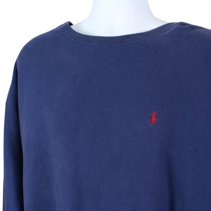 00s Polo Ralph Lauren Navy Embroidered Sweatshirt (XXL)