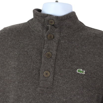 Lacoste Brown Knit 1/4 Button Jumper (M)