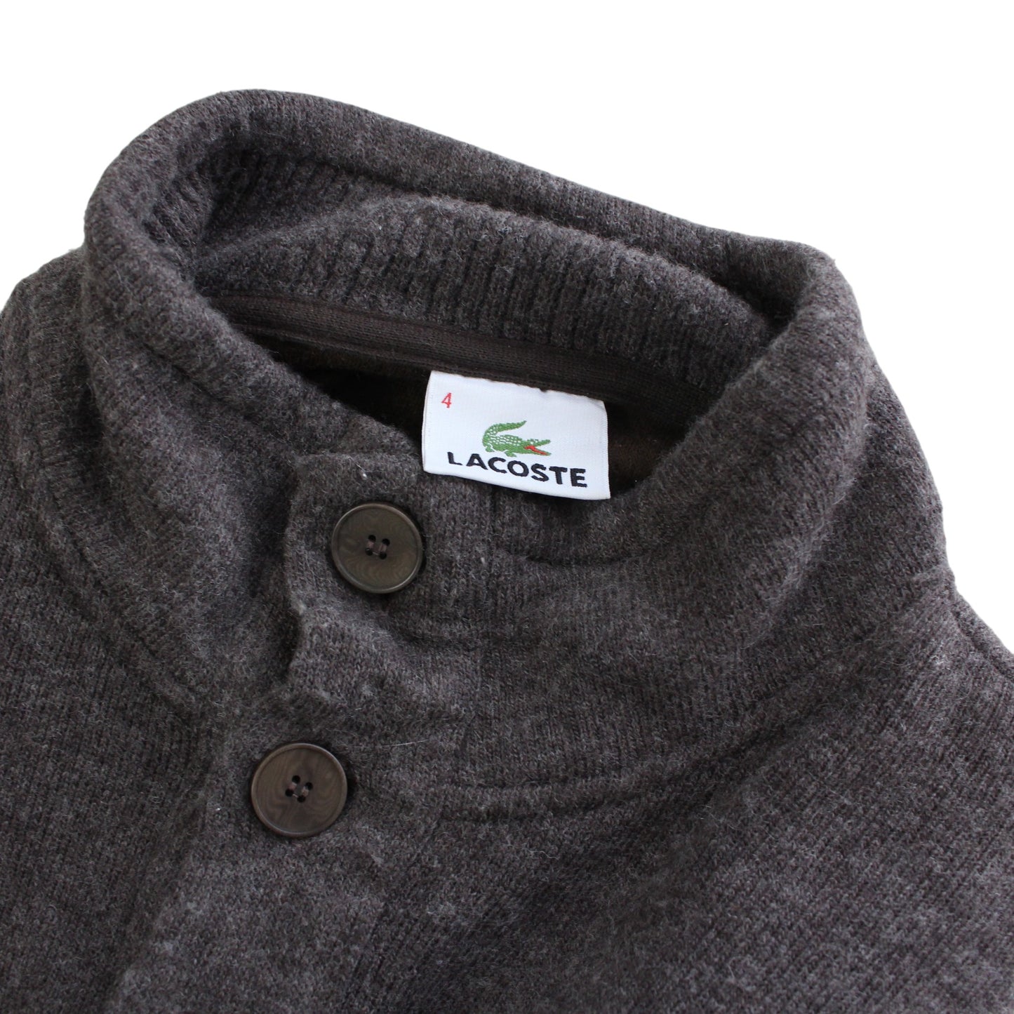 Lacoste Brown Knit 1/4 Button Jumper (M)