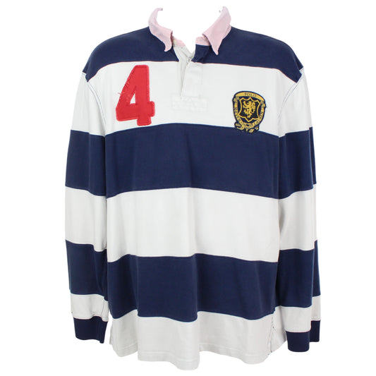 00s Polo Ralph Lauren White/Navy Rugby Shirt (XL)