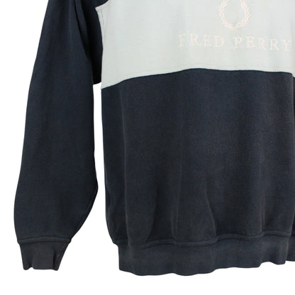 00s Fred Perry Navy Embroidered 1/4 Zip Jumper (M)