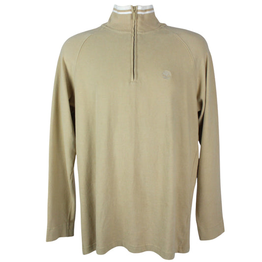 00s Timberland Beige Embroidered 1/4 Zip Sweatshirt (M)