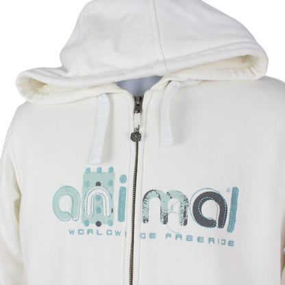 00s Animal White Heavy Fleece Lined Full Zip Hoodie (Womens UK 14)