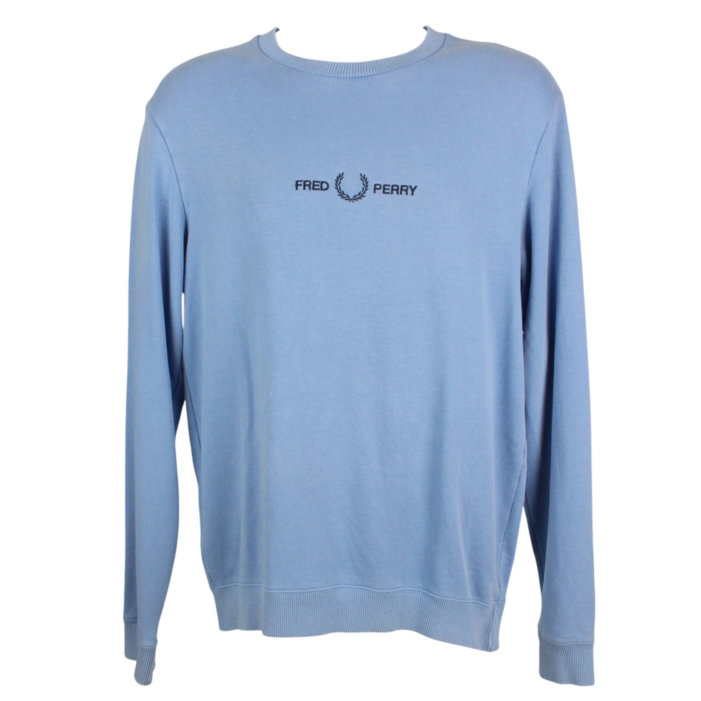 00s Fred Perry Blue Embroidered Sweatshirt (S)