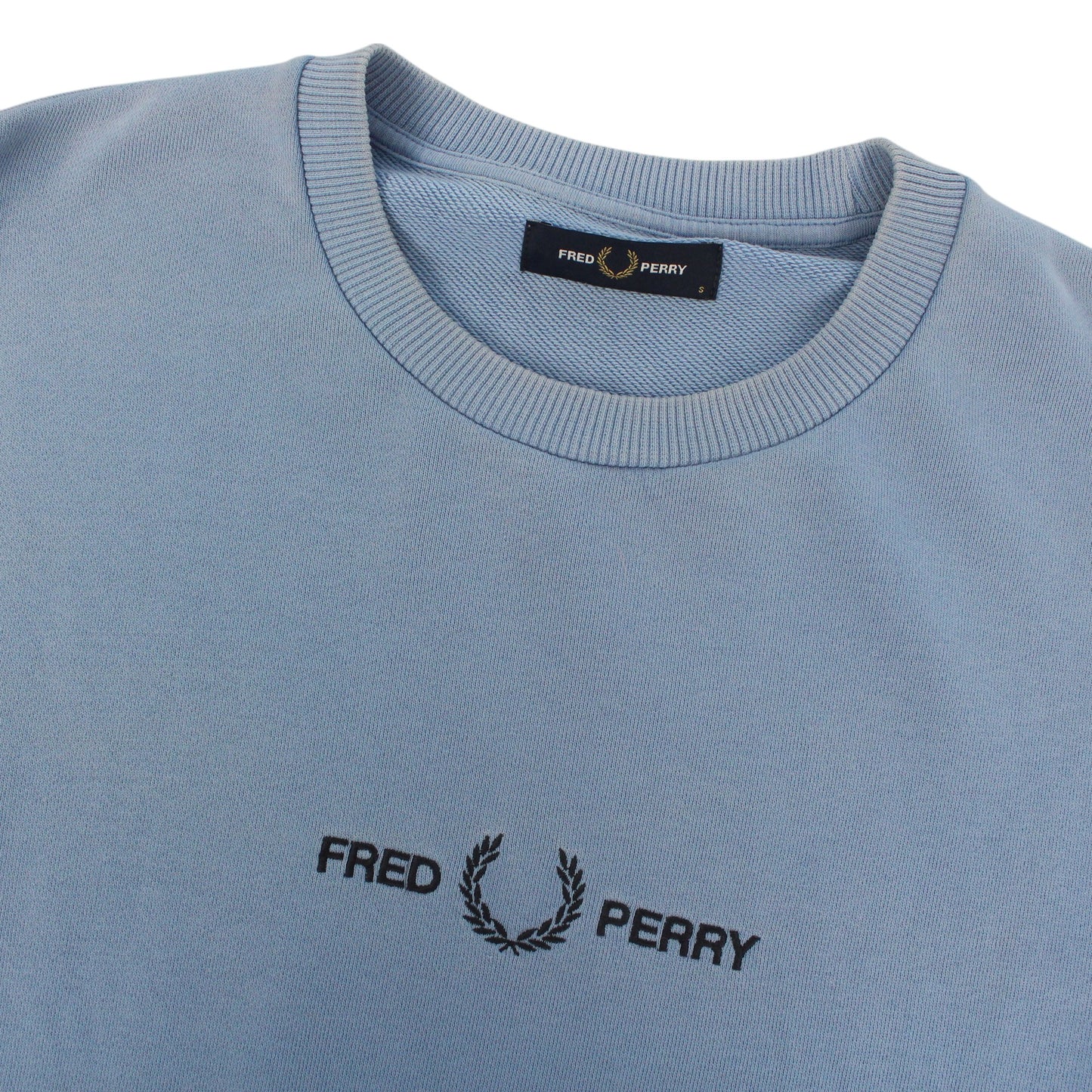 00s Fred Perry Blue Embroidered Sweatshirt (S)