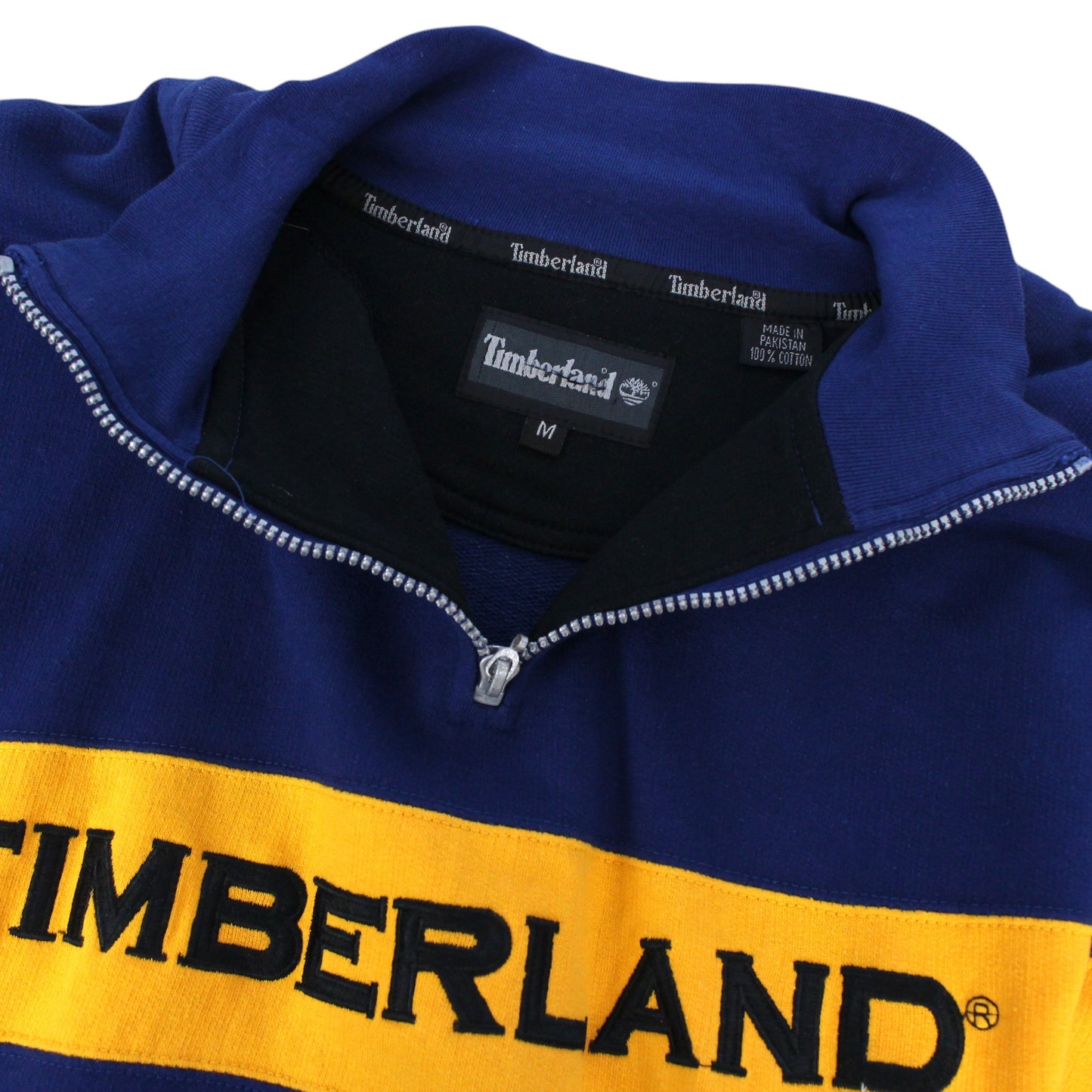 90s Timberland Blue Embroidered 1/4 Zip Sweatshirt (L)