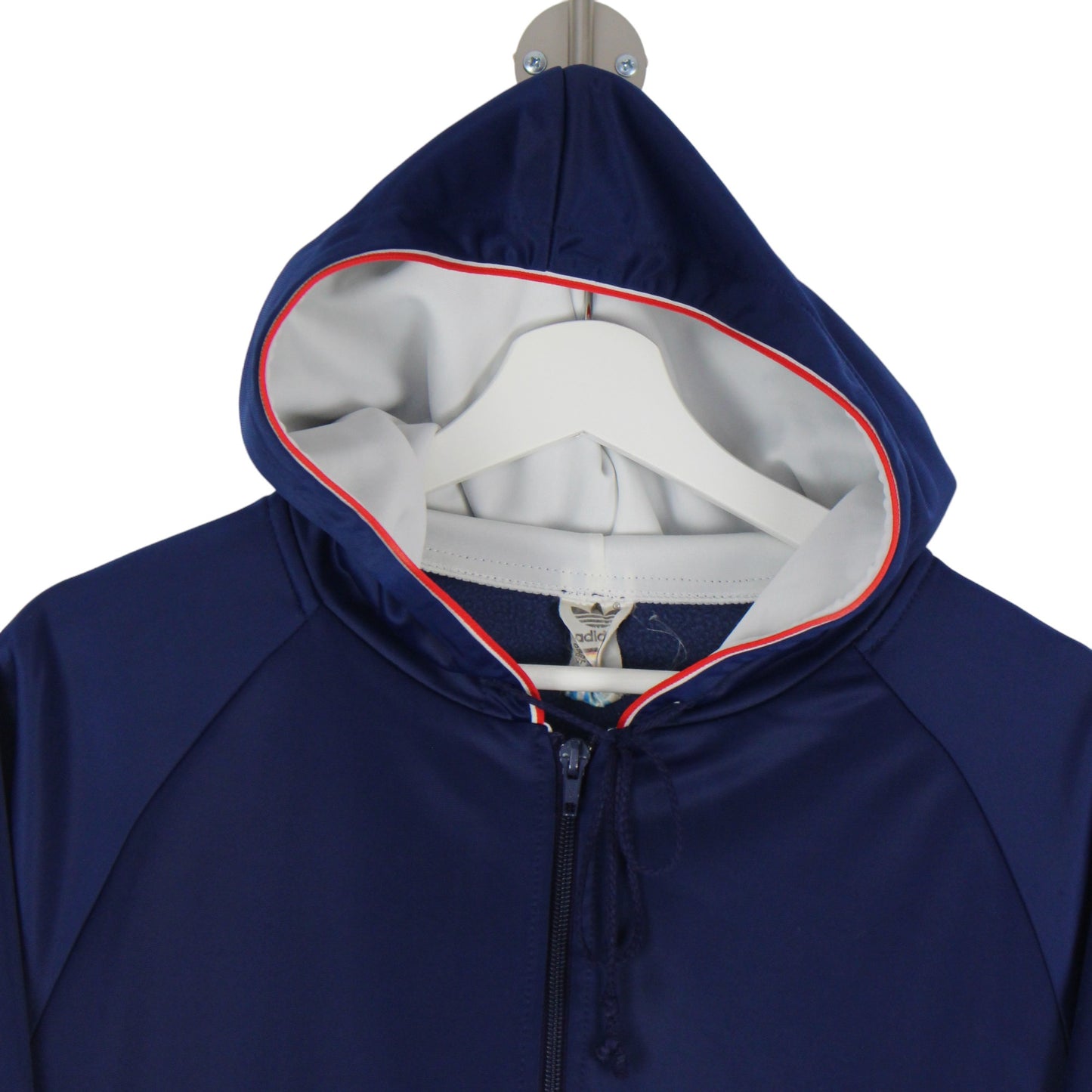80s Adidas Navy Polyester 1/4 Zip Hoodie (S)