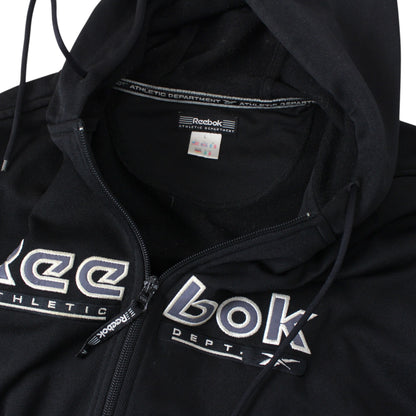 90s Reebok Black Embroidered Full Zip Hoodie (L)