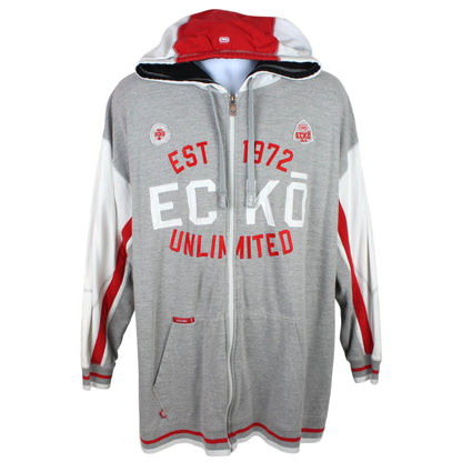 00s Ecko Unltd. Grey Embroidered Full Zip Hoodie (XXL)