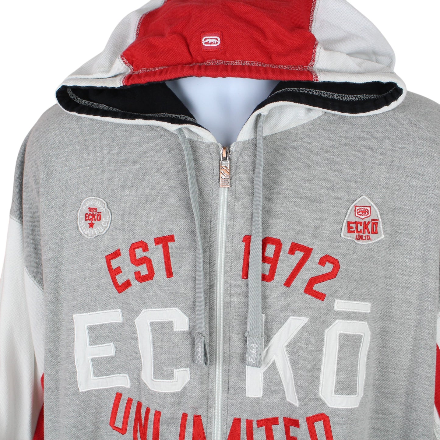 00s Ecko Unltd. Grey Embroidered Full Zip Hoodie (XXL)