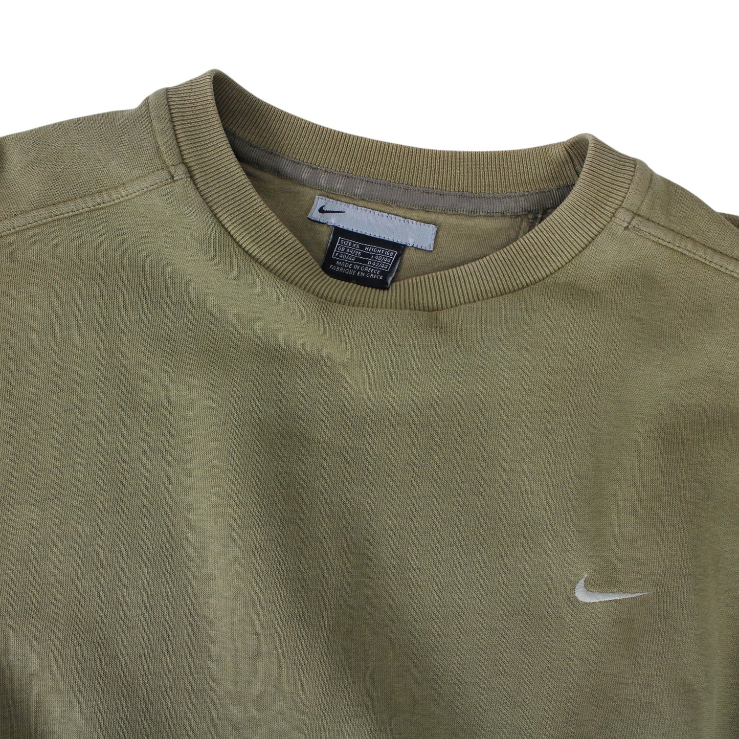 00s Nike Khaki Embroidered Sweatshirt (XS)