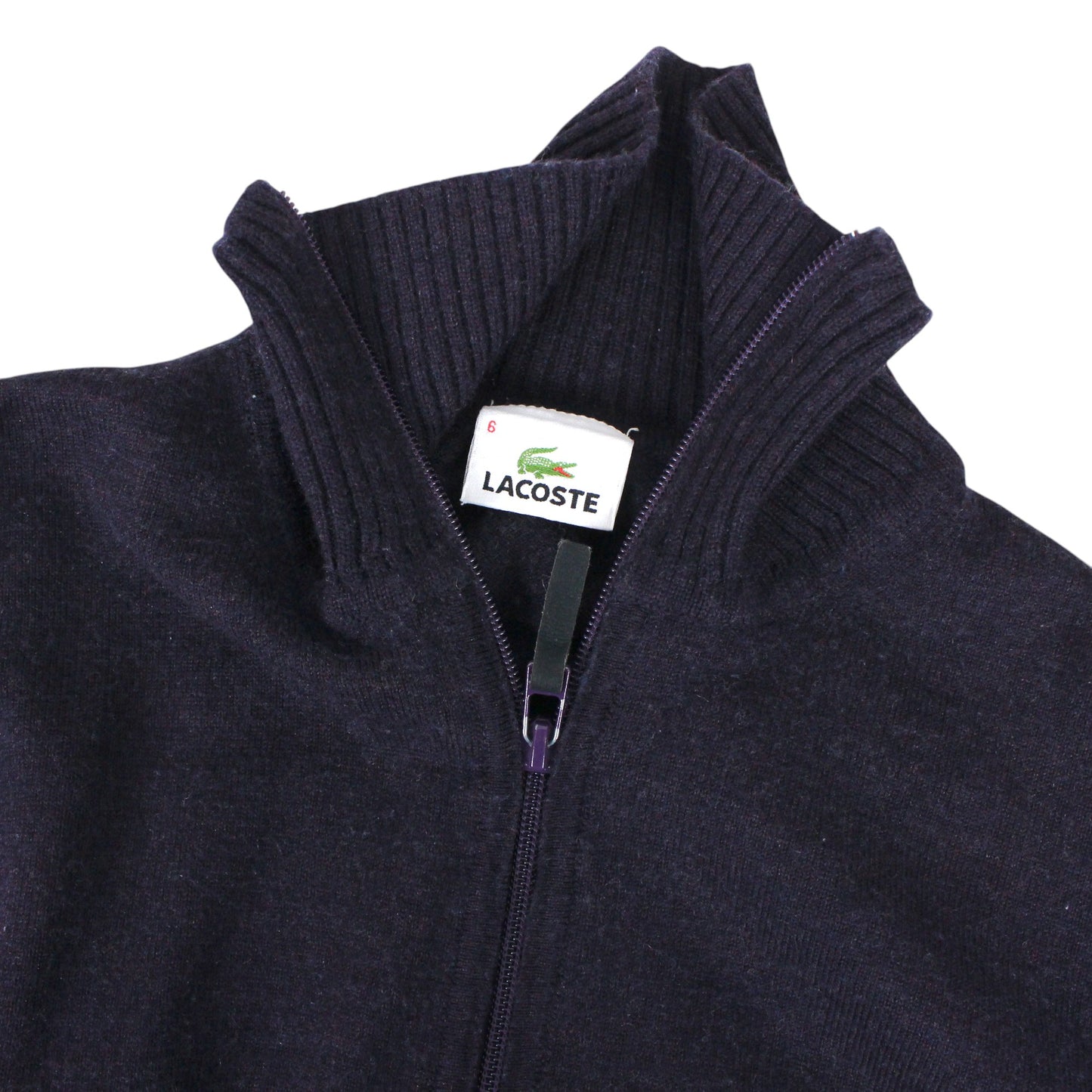 Lacoste Purple Wool Full Zip Knit Jumper (S)