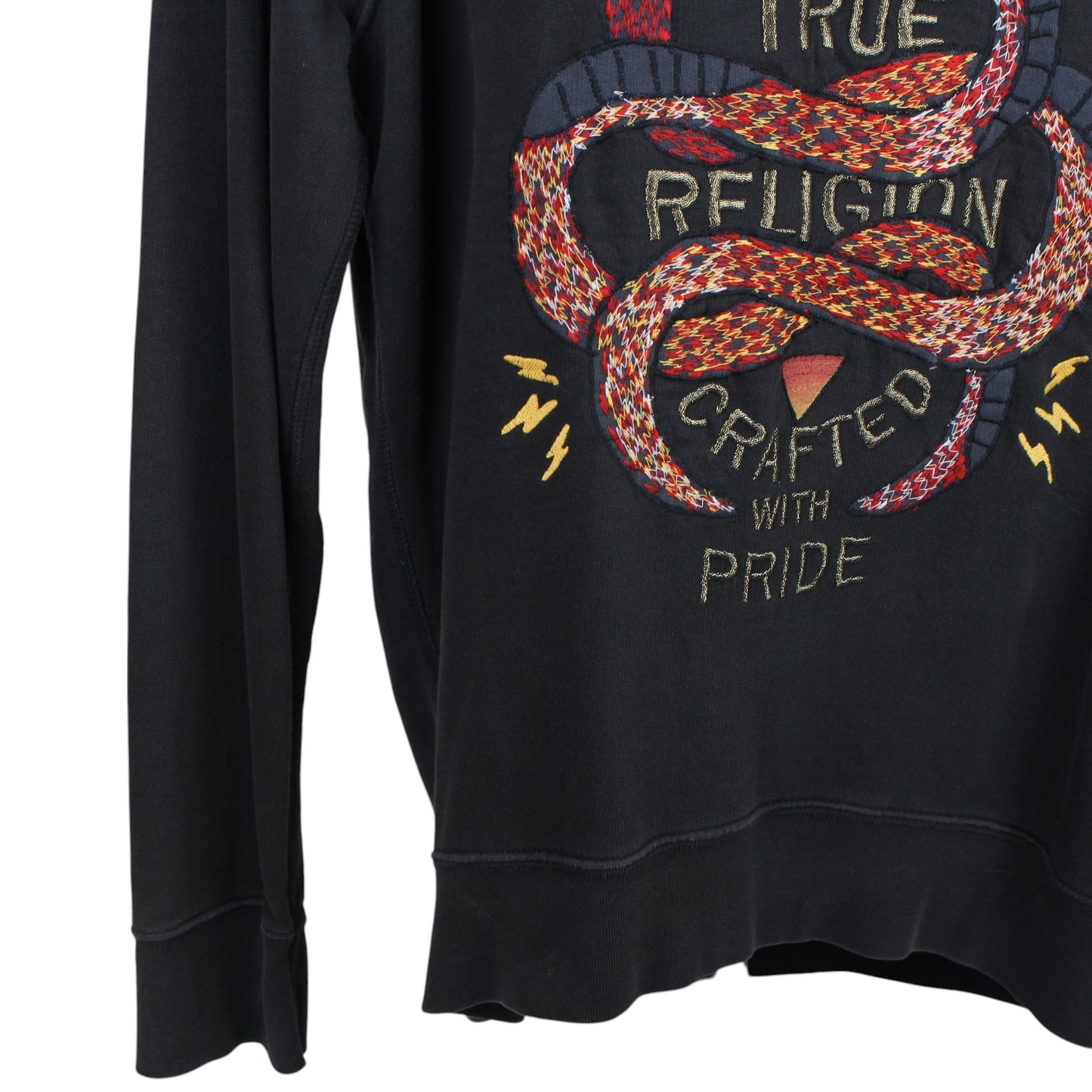 True Religion Black Embroidered Sweatshirt (L)