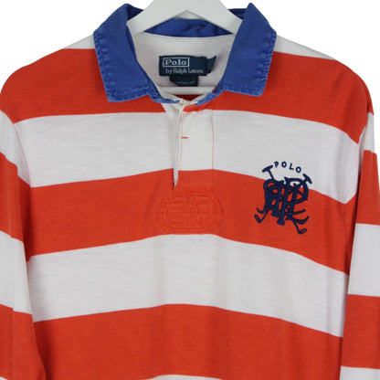 Polo Ralph Lauren Orange/White Thin Rugby Shirt (L)