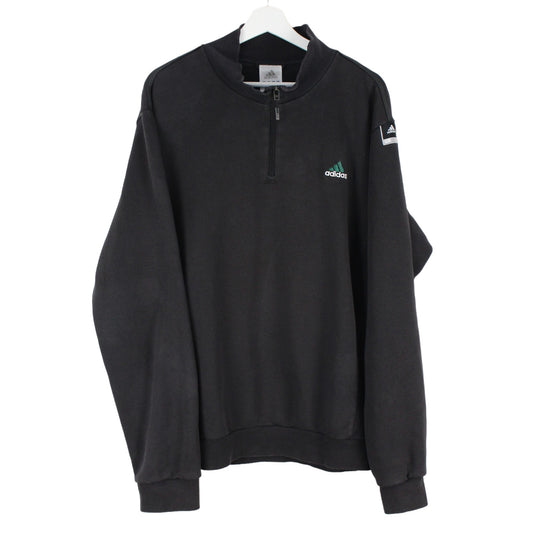 00s Adidas Black Embroidered 1/4 Zip Sweatshirt (XL)