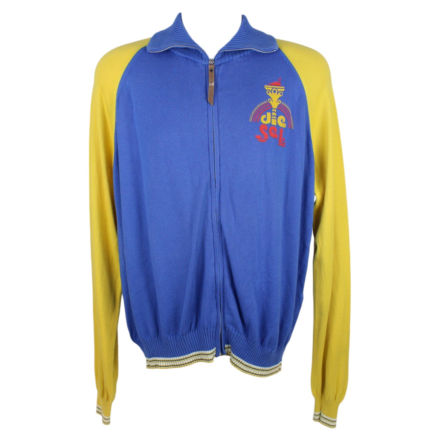 00s Diesel Blue/Yellow Full Zip Jumper (M)